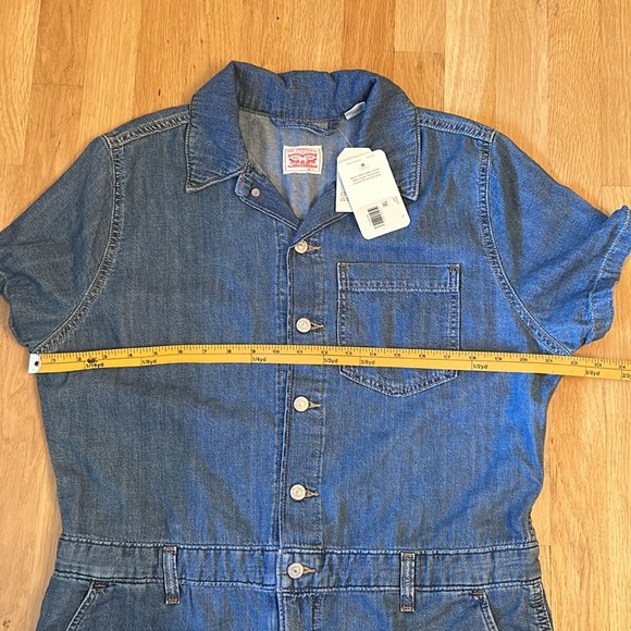 🆕 LEVI STRAUSS CO HERITAGE SHORT SLEEVE ROMPER  with pockets Women’s Size Large - Picture 4 of 14